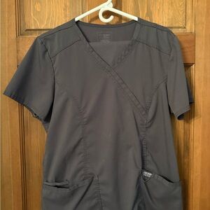 Cherokee Charcoal V-Neck Scrub Top and elastic waist scrub pants. Top-L Pants-MT
